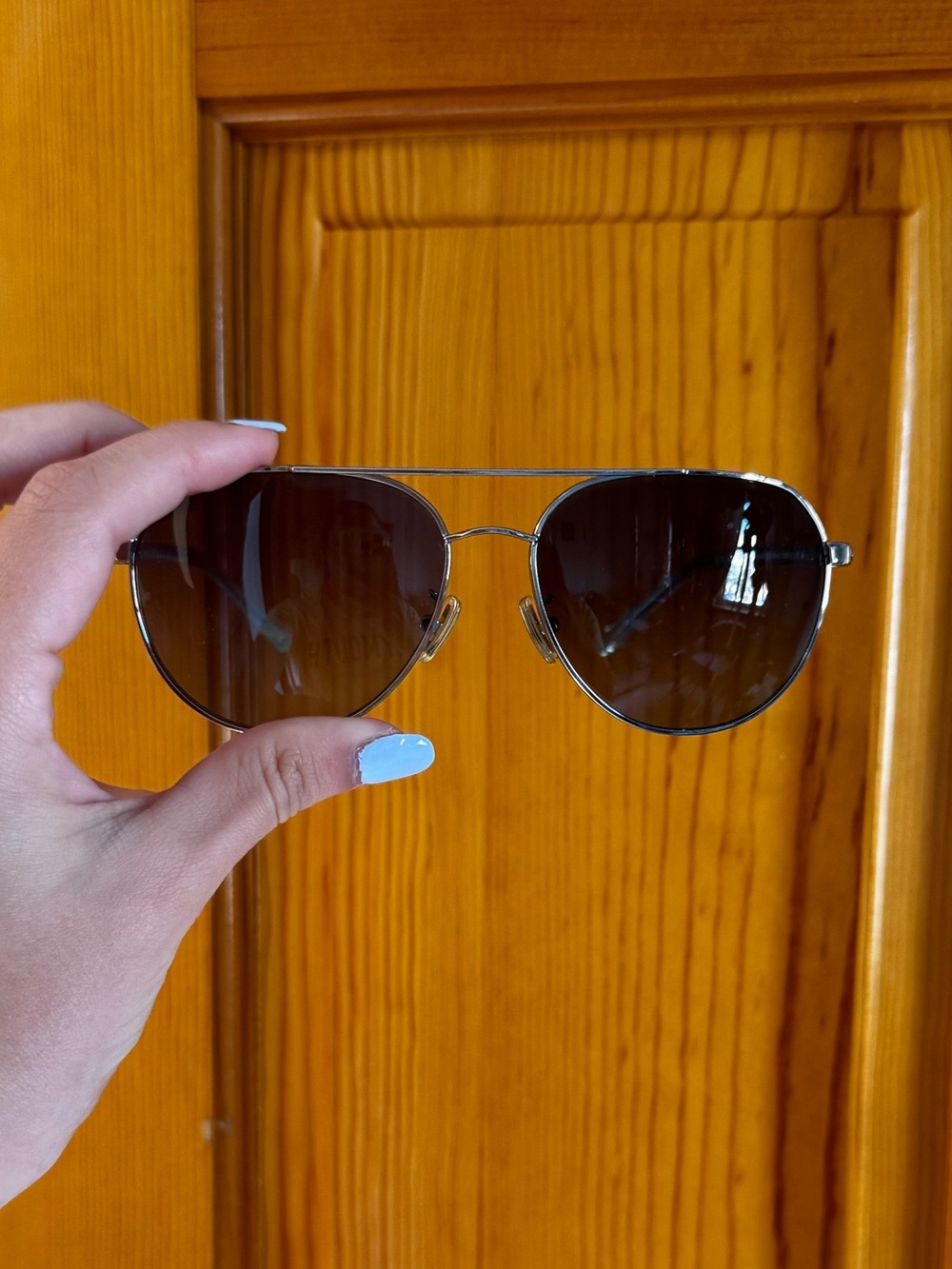 Coach Silver Frame Sunglasses with Brown Gradient Lenses